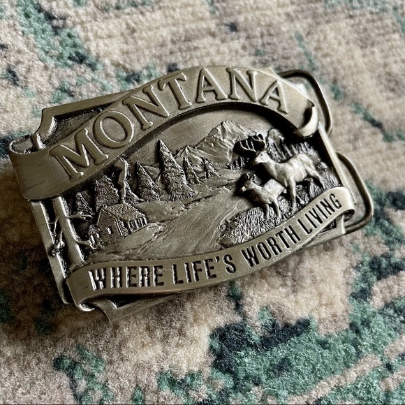 Siskiyou Buckle Company Other - Vintage Siskiyou Pewter Belt Buckle Montana Nature Where Life’s Worth Living